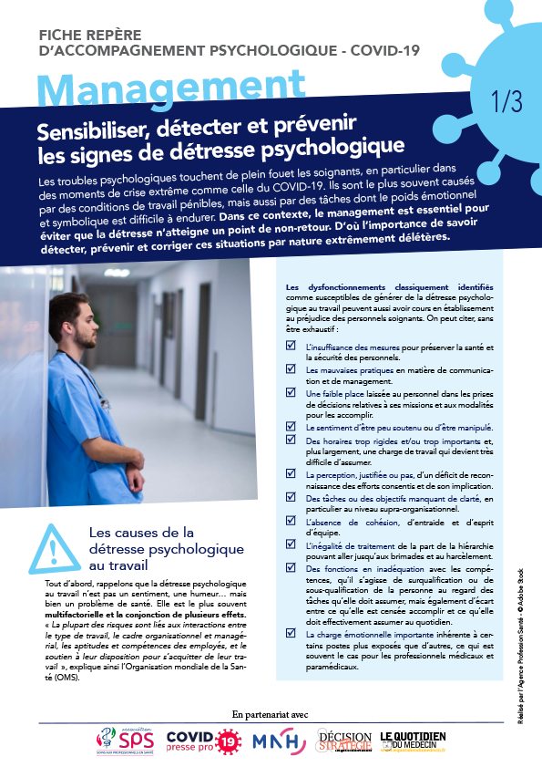 Management - Sensibiliser, détecter et prévenir les signes de détresse psychologique